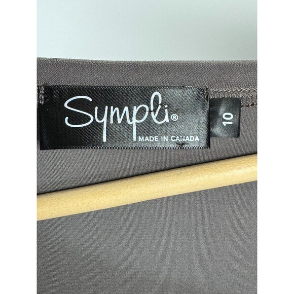 Sympli Womens Tunic Top Size 10 Brown V Neck Stretch Travel Made in Canada - Picture 5 of 12
